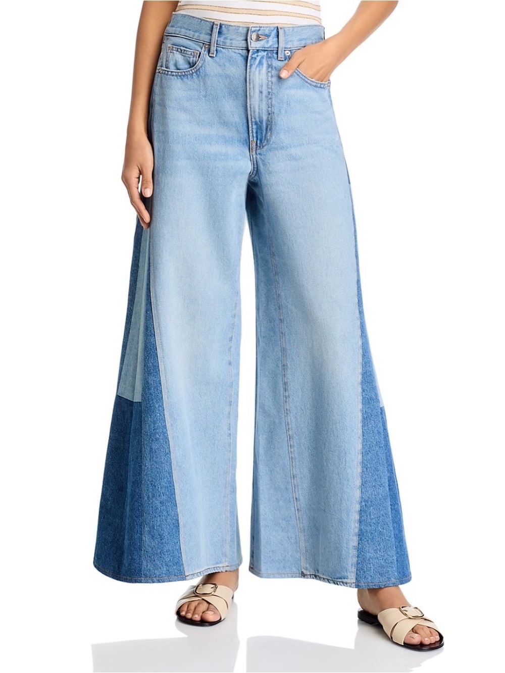 Veronica Beard vicky extra Wide-Leg Patchwork Jeans